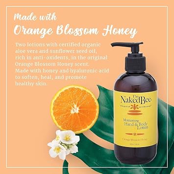 The Naked Bee Orange Blossom Honey Hand & Body Lotion 8oz + Nag Champa Sandalwood & Indian Massala, Moisturizing Lotion + Jasmine & Honey Moisturizing Lotion + Hand & Cuticle Healing Salve