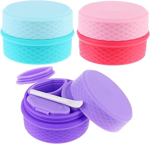 3 juegos de recipientes de maquillaje de viaje de silicona a prueba de fugas, tarros dispensadores de viaje recargables 3 en 1 tarros de crema disponible en Yaxa Peru