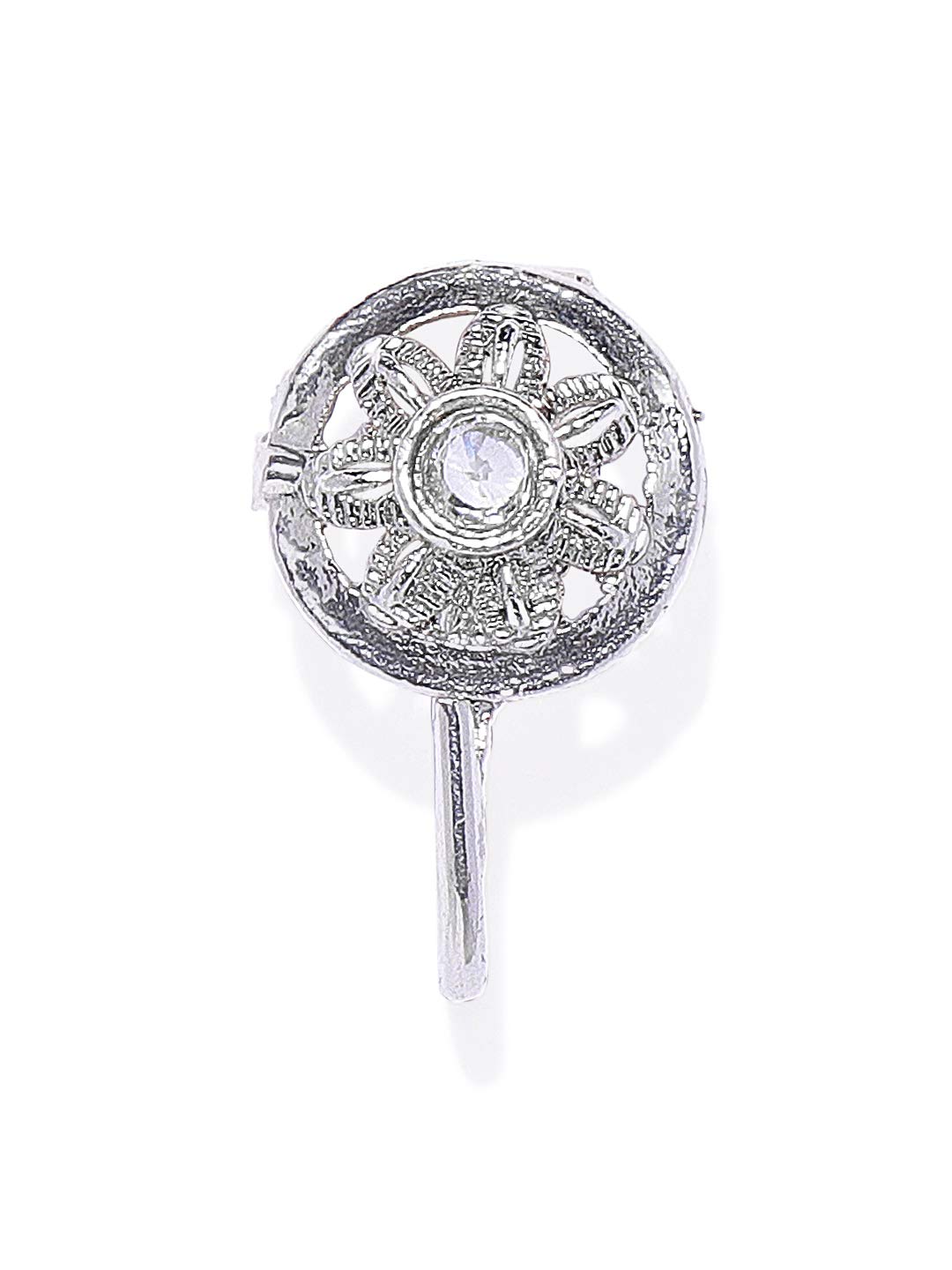 ACCESSHER Silver Ad Nose Pin, Clip On Nose Ring Small Nath Kundan for women and girls pacck of 1 | Navratri Jewellery | (B07QXSX8G2) Amazon Price History, Amazon Price Tracker