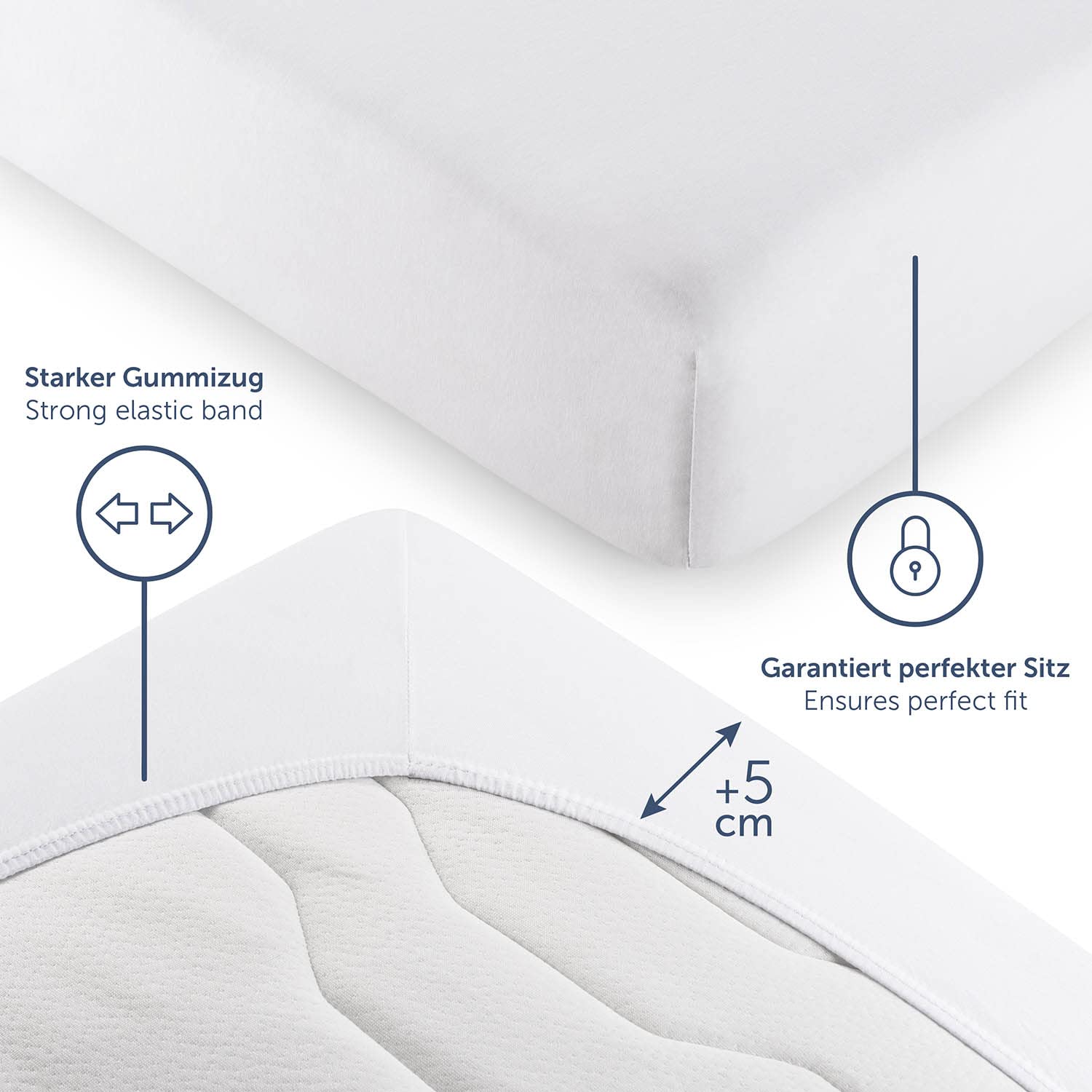 Blumtal Spannbettlaken 270x200 cm Boxspringbett Jersey Oeko-TEX zertifiziert Baumwolle Weiß
