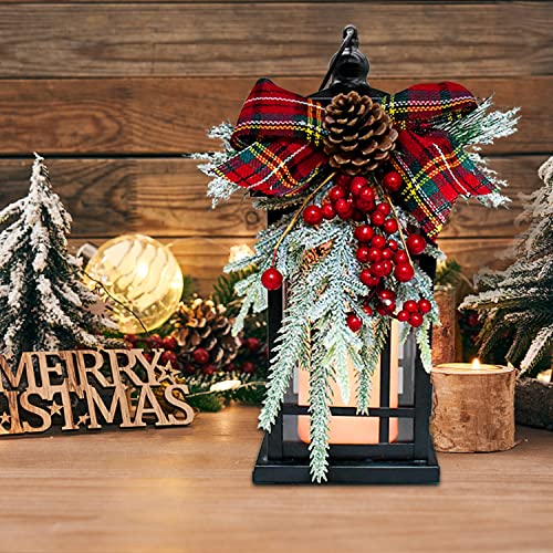Christmas Decorative Lantern W/Led Flickering Flameless Candle - 14 Inch, Antiqued Vintage Lantern With Xmas Ornament For Outside Indoor Table Holiday Party Decorations #TOP4