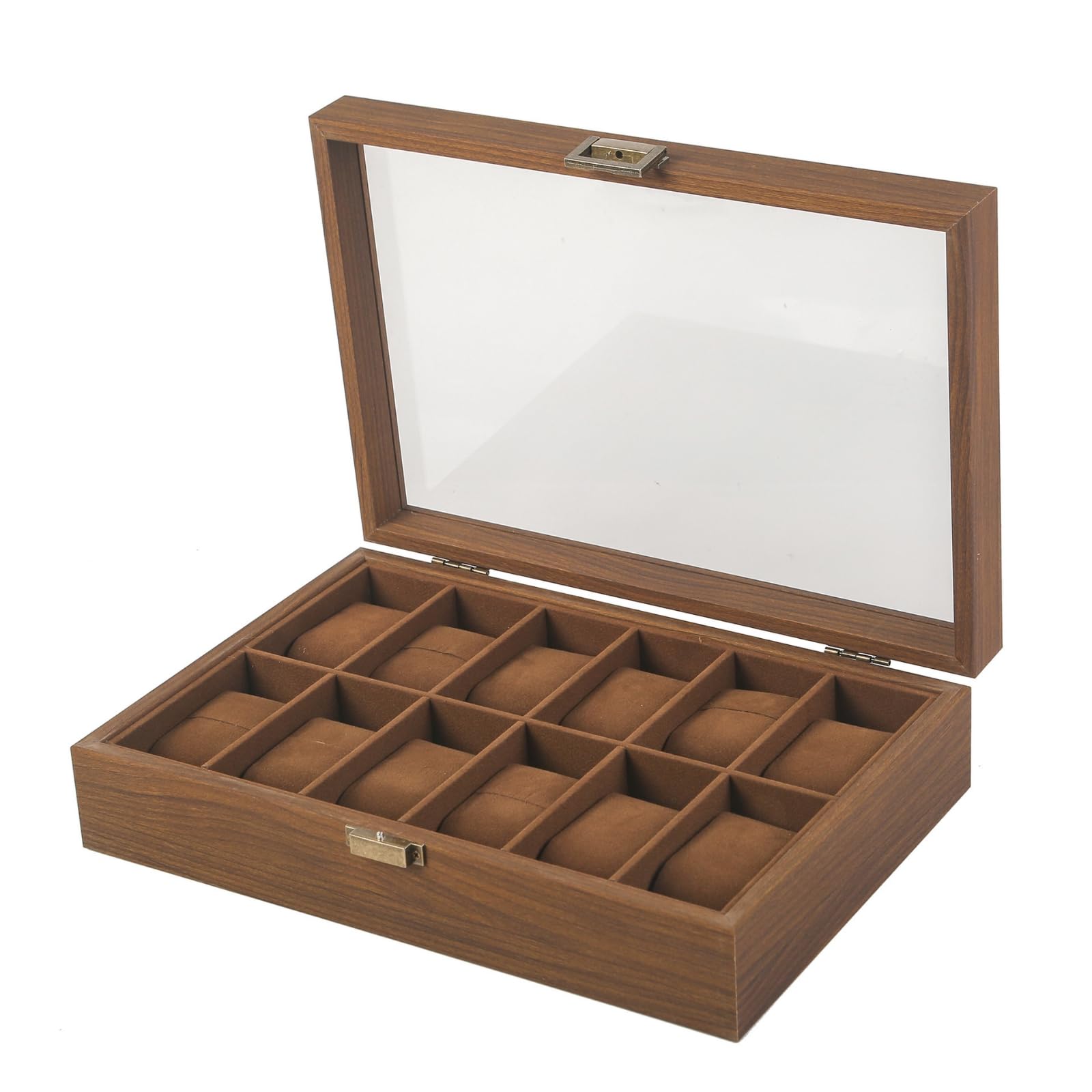 Scatola Porta Orologi Espositore Custodia Organizer Vetrina con Separati E Cuscini Morbidi Rimovibili Aspetto Caldo Protegge dalla Polvere Adatta per, 6 Orologi + 3 Occhiali