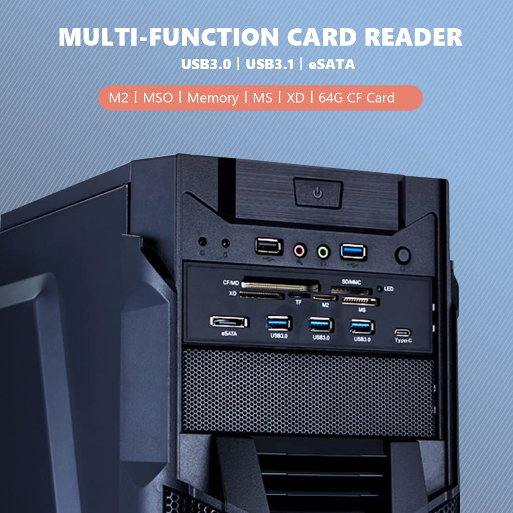Lettore Schede Frontale PC 5.25" - USB 3.0, ESATA, Supporto SD/CF/MS Per Desktop - Foto 2