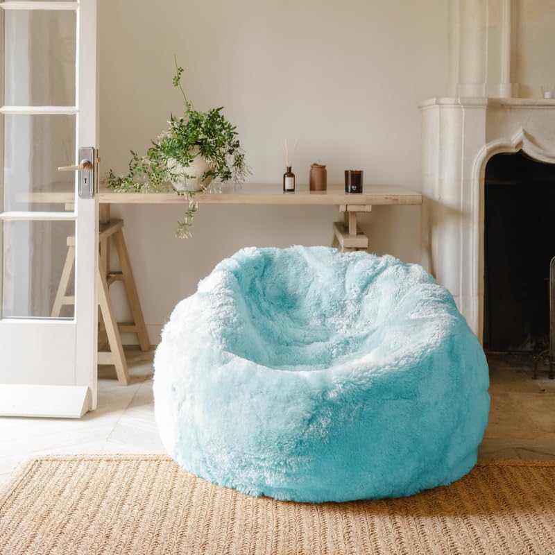 Image of Biggie Bean 6XL Bean Bag with Beans Filled - Imported Premium Fur Bean Bag Sofa : Furry Delight - Unmatched Softness Luxurious Comfort (Matching Color : Soft Fur, Sea-Blue)