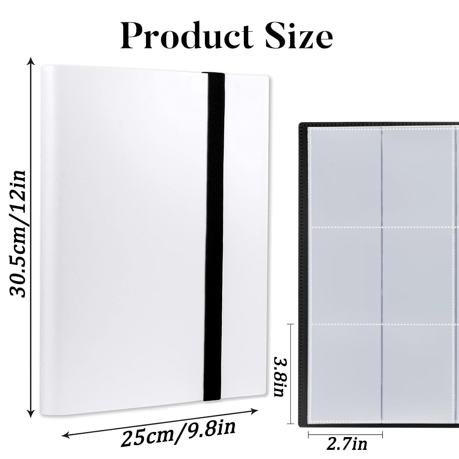 9-Pocket Trading Card Binder 360 Pockets Collectible Trading Card Album PU Leather Card Binder Card Folder with Elastic Strap for Collectible Basketball Sports Cards and Trading Card Games (White) - Image 2