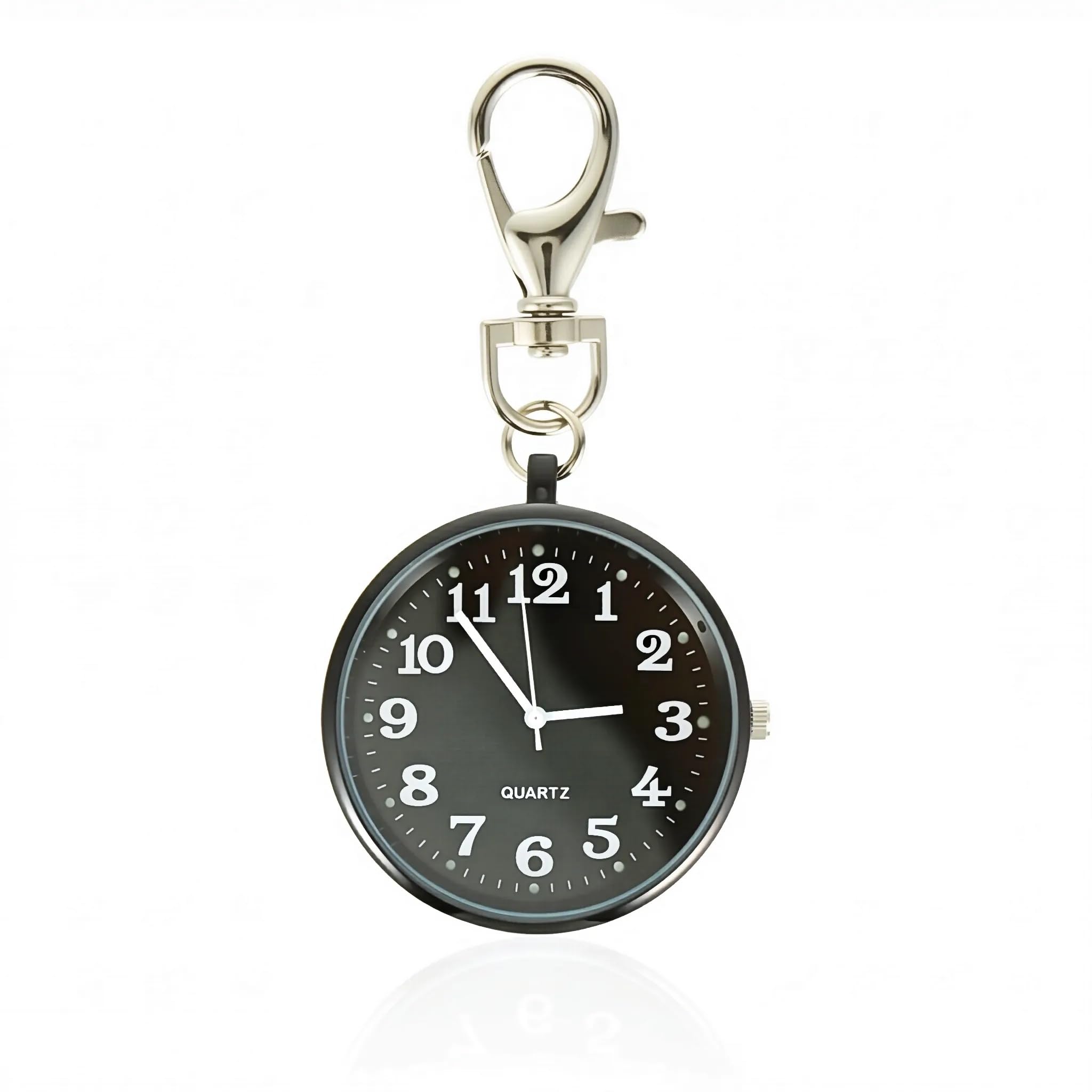 Clip on Pocket Watch Open Face Watch with Key Buckle Portable Unisex Digital Watch for Students Men Doctor Nurses Women