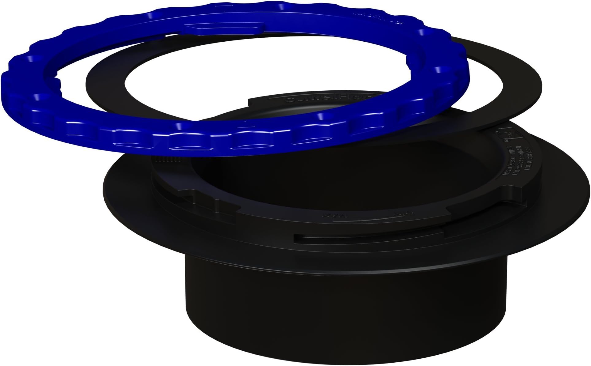 Culwell A4 Premium Property Saving Toilet Flange with ABS Surface Seal Glue-in and Black/Blue Ring, 4-Inch