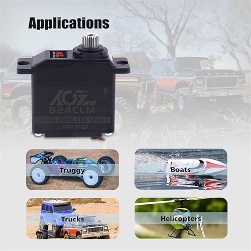 Vista 8 de AGFRC Mini servo-motor de dirección RC impermeable de 13.2 lbs - 0.085 segundos de alta velocidad HV Titanium Gear Servo digital sin núcleo