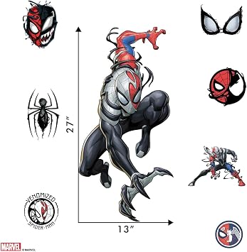 Wall Palz Marvel Venomized Spider-Man Wall Decals - Spider-Man Wall Decal - with 3D Augmented Reality Interaction - 27 Tall Venom Symbiote Peel and Stick Room Decor