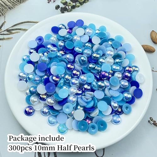 Miniatura 2 de 300 perlas de media perla de 0.394 pulgadas para manualidades con parte trasera plana, cuentas de perlas semicirculares para manualidades, arte de