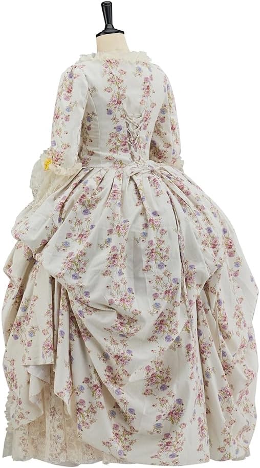 Willyacos Floral 18th Century Royal French Women Queen Marie Antoinette Costume Georgian Dress Victorian Rococo Ball Gown