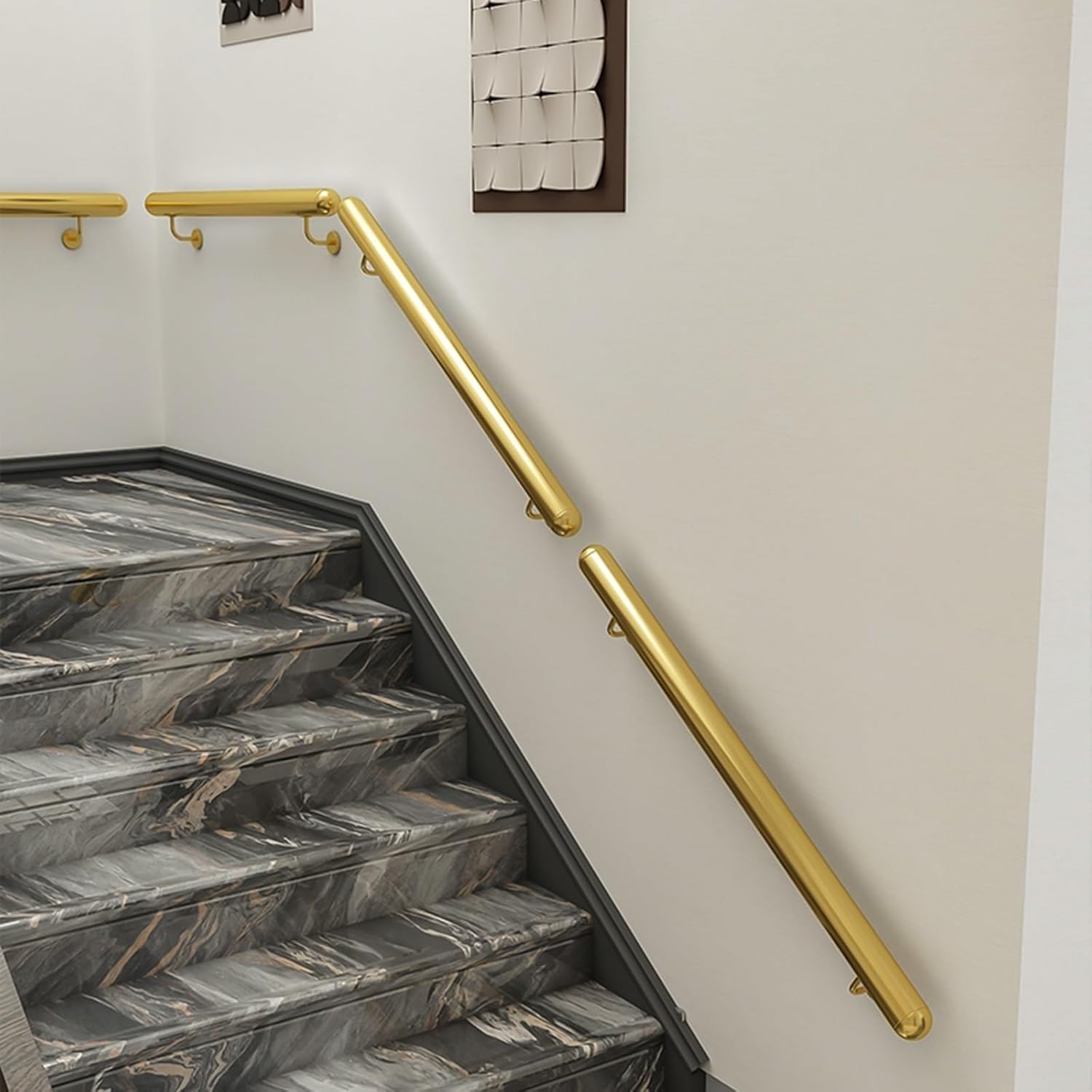Pasamanos Escalera Redondo Hogar/Hotel/Oficina/Guardería Varilla de soporte auxiliar para discapacitados, Barandilla de tubería de acero inoxidable, Soporte de seguridad 200kg(Gold,100cm(3.2ft))