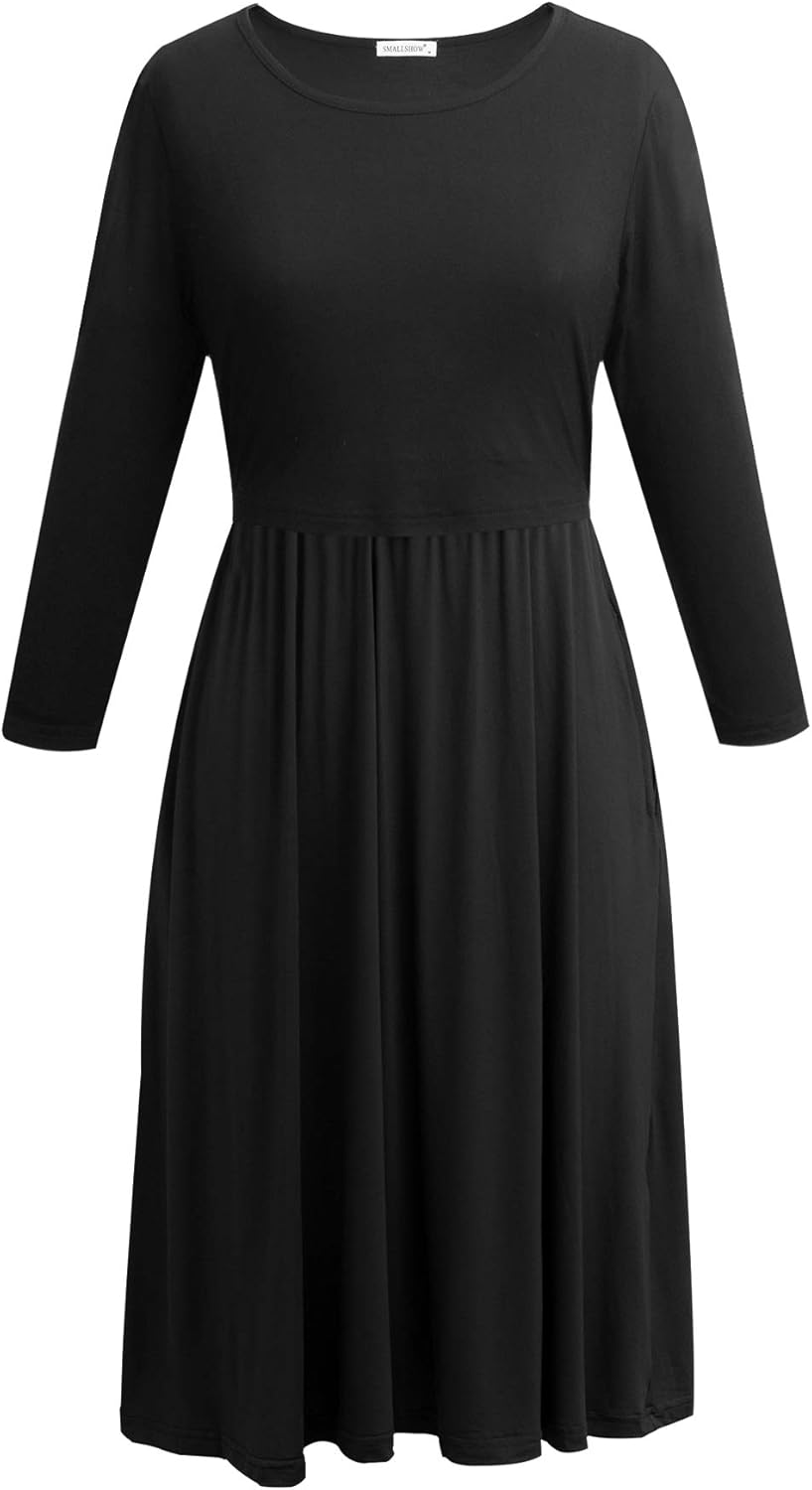 Smallshow Women's Maternity Nursing Dress 3/4 Sleeve Dress for Breastfeeding