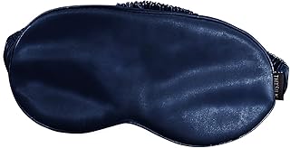 THXSILK Sleep Mask 100% 25 Momme Pure Mulberry Silk Super Smooth Cooling Sleep Eye Mask Blackout for Women/Man/Kids, Eye Cover with Wide Head Strap for Good Night Sleep, Navy Blue