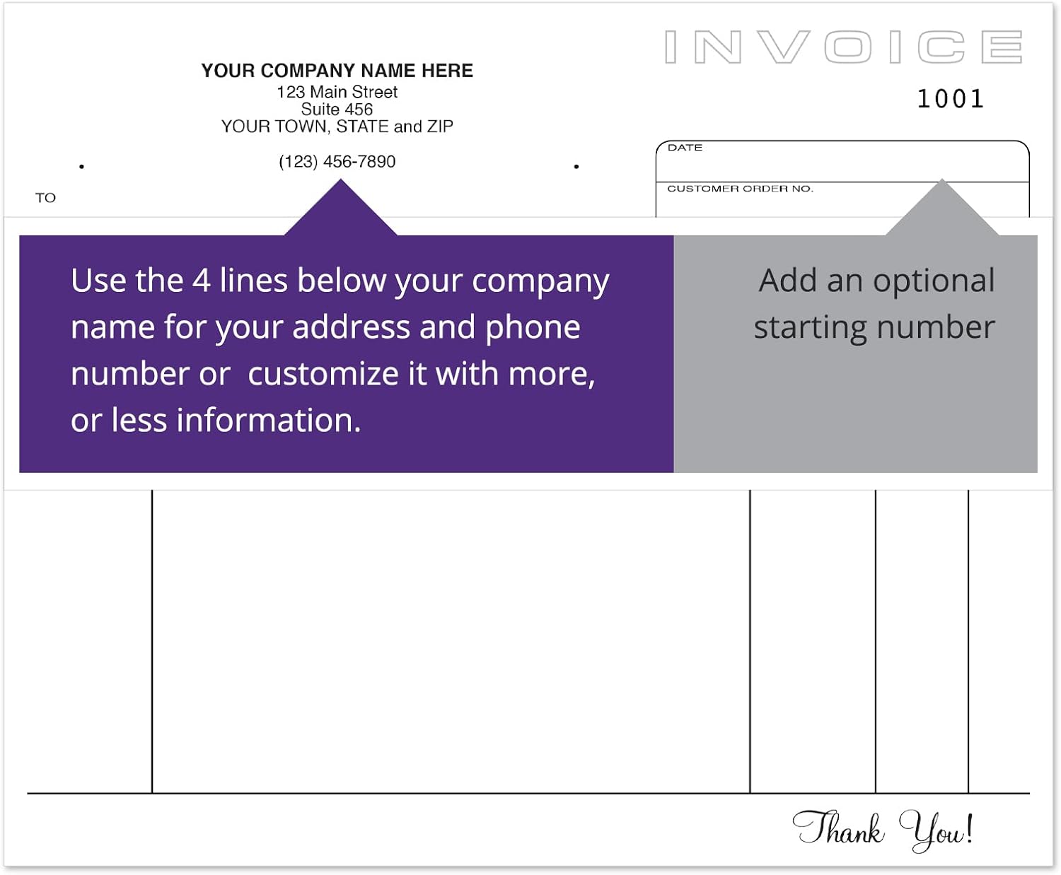 Custom Carbonless Invoice Forms 8.5 x 7 Inches 3-Part NCR Paper, Add Company Name, Address, Phone - Easy Sales Receipt for Small Business Supplies, Any Industry (White/Yellow/Pink, 500 Qty)