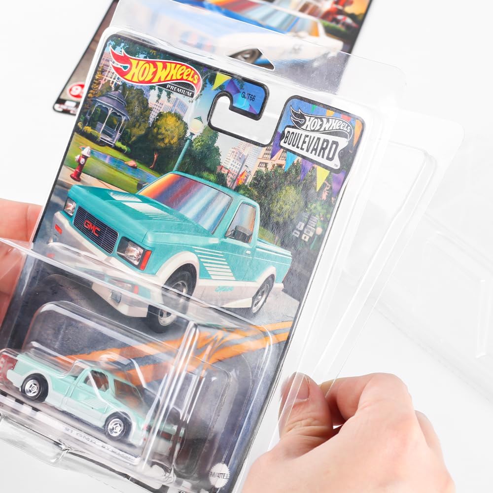 32 Pack Clear Clamshell Protector Case Compatible with Hot Wheels Premium, 0.6mm Thick PET Vehicle Blister Pack Cover Cases for Storage and Display (32)