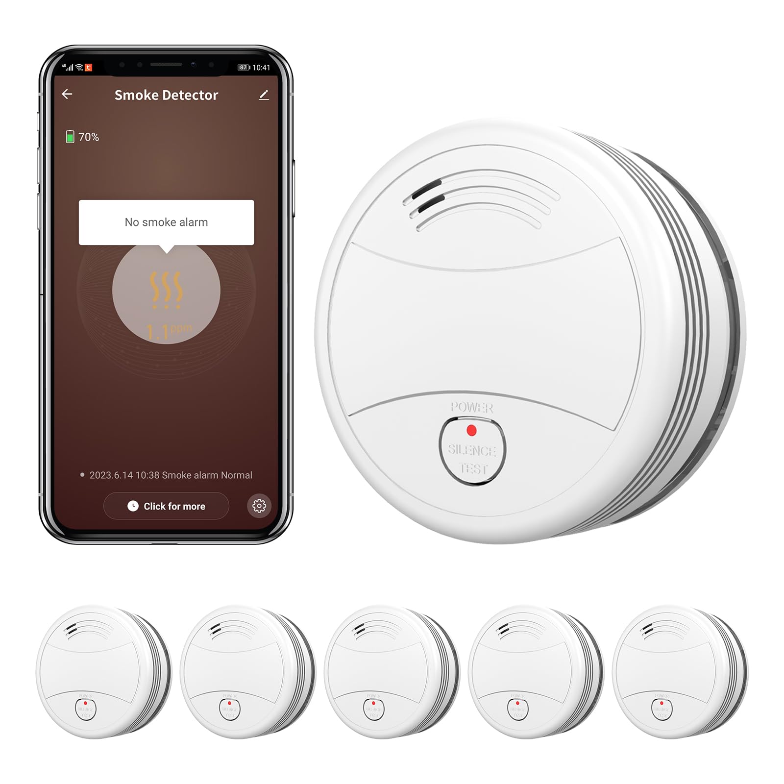 Rilevatore Fumo WiFi Intelligente Con App - Allarme 85 DB, Batteria Sostituibile, EN14604 - Foto 7