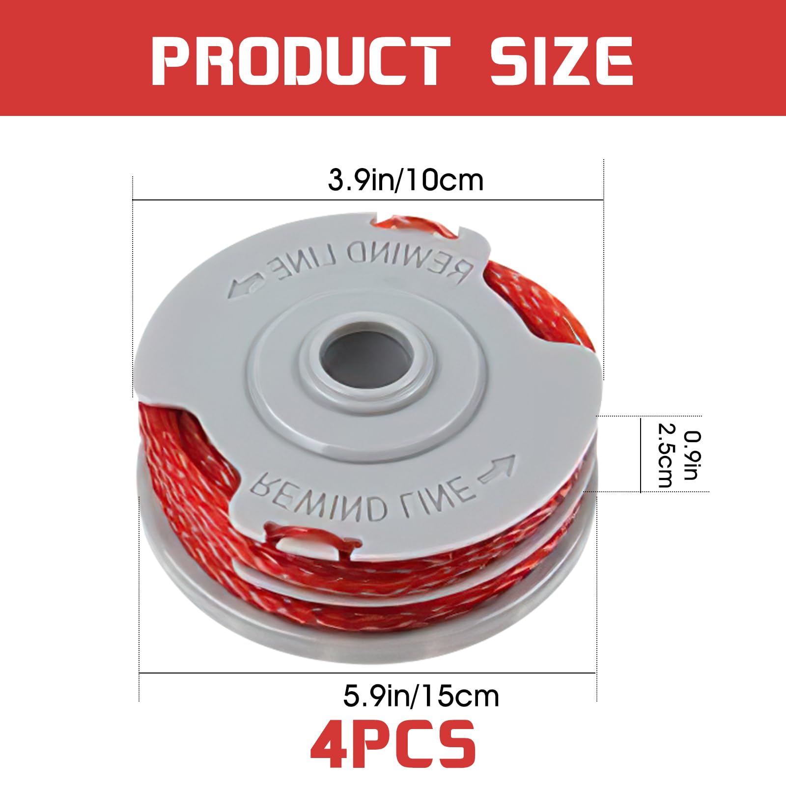 4 PCS Strimmer Spool Compatible with Flymo, Contour xt Strimmer Spool, Strimmers Spools Line, Compatible with Fly mo Power/Mini/Trim Grass Trimmer, Standard 1.5mm Lawn Mower Replacement Spools — view 2
