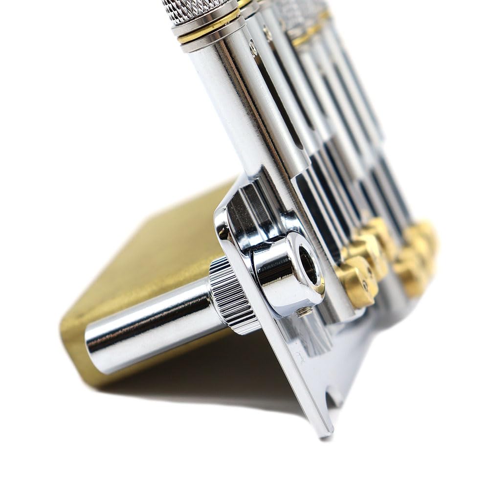 6-strunowy mostek gitarowy, system Tremolo, mosiężny, regulowany, mostek, zestaw akcesoriów zamiennych do gitary elektrycznej, wachlarzowy, wieloskalowy, części do gitary ze śrubami, klucz (1 zestaw