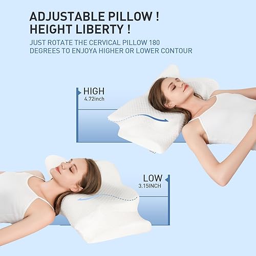 Miniatura 5 de jiaao Almohada cervical cervical para aliviar el dolor de dormir, almohada cervical ajustable para dormir acogedor, almohadas ergonómicas de espuma