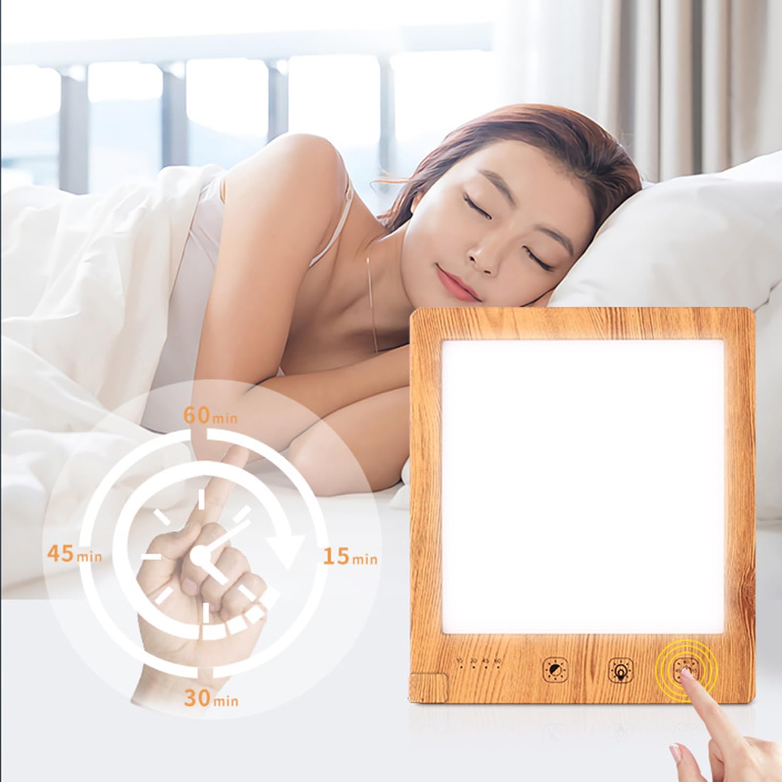 Lámpara triste, lámpara de terapia luz SAD 10000Lux con función memoria y 4 ajustes temporizador, solar natural, triste sin rayos UV, espectro completo para trastorno afectivo estacional, C