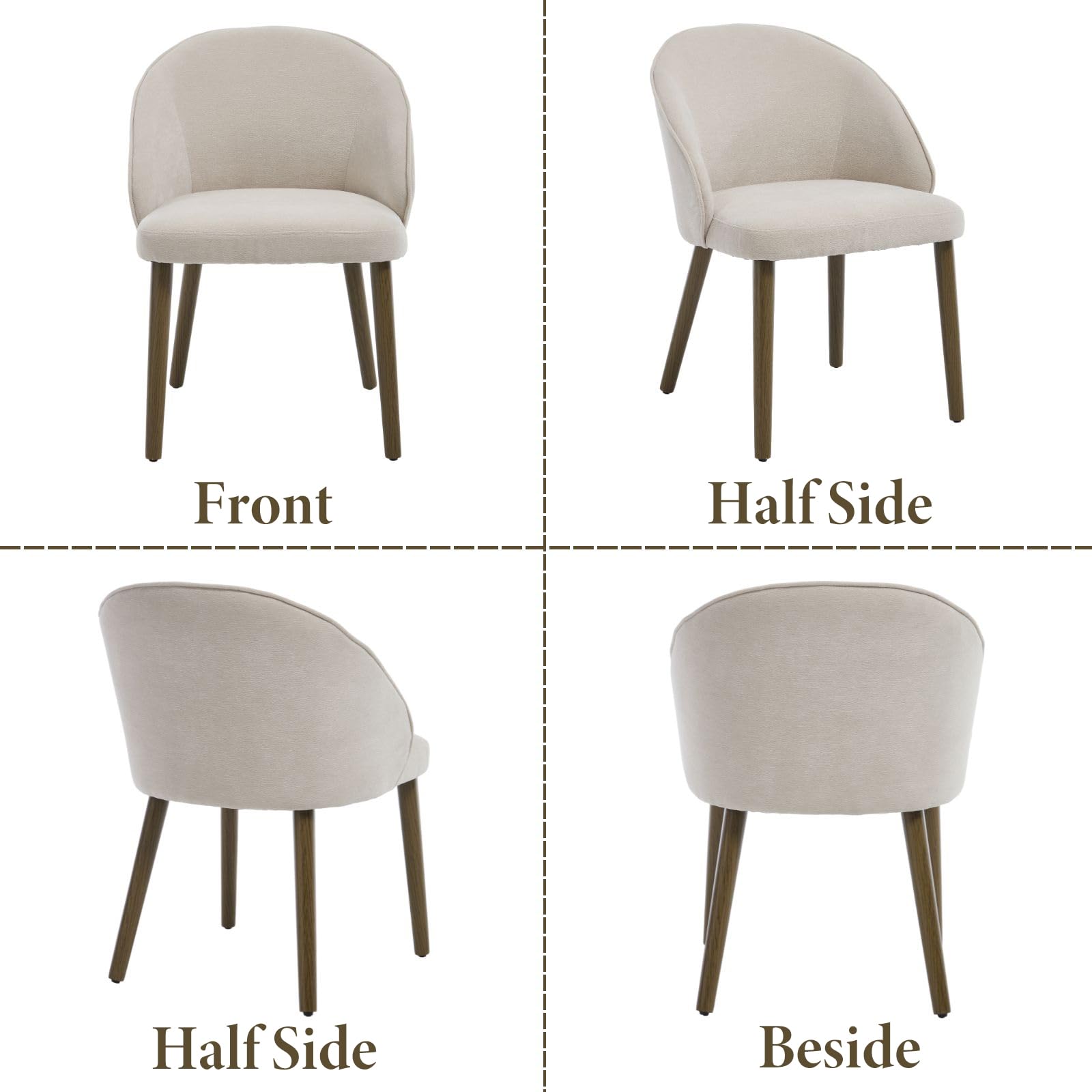 Ya-Home Set di 2 Sedie da Pranzo in Tessuto Sedie Cucina Moderne Poltroncine da Cucina con Gambe in Legno Massiccio Sedie Imbottite per Sala da Pranzo/Soggiorno, Beige