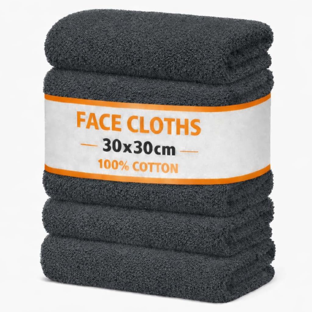 Symphony Flannel Face Cloth Ultra Gentle Face Towels for Sensitive Skin-Reusable Facial Cleansing Washcloths for Unisex Adult Spa Gym Sport Beauty, Premium Quality Cotton (30x30 Cm