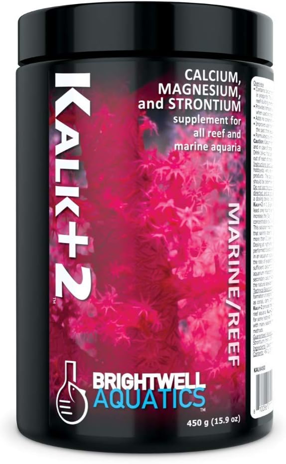 Brightwell Aquatics Kalk+2 – Premium Kalkwasser Powder Supplement with Calcium, Strontium, and Magnesium for Reef Aquariums, pH & Alkalinity Support, 450g