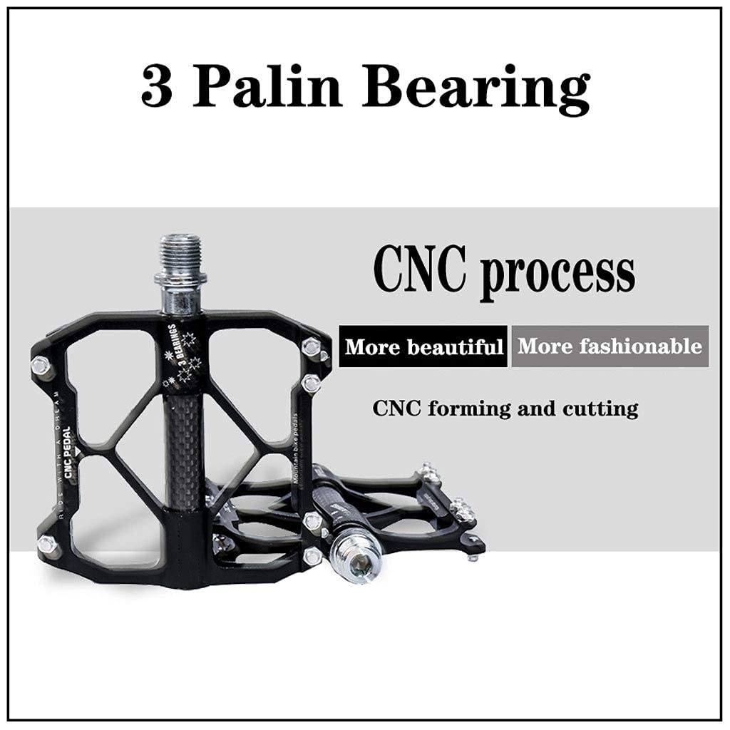 Pédale Peilin à trois roulements en fibre de carbone antidérapante en alliage d'aluminium et tige de titane pour vélo de montagne, vélo de route (argenté