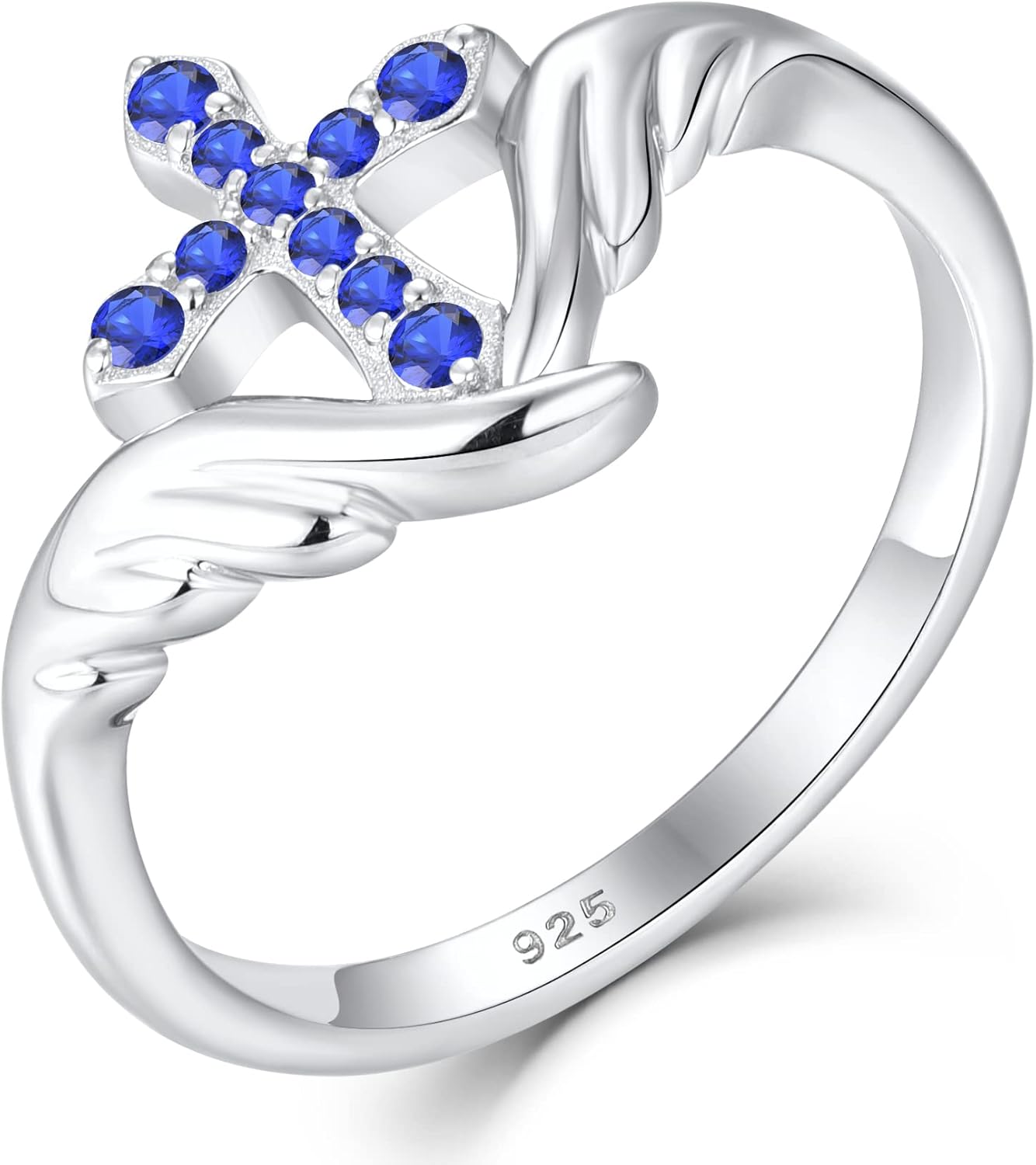 STARCHENIE Cross Ring 925 Sterling Silver Angel Wings Ring for Women Size 5-10 - Image 2