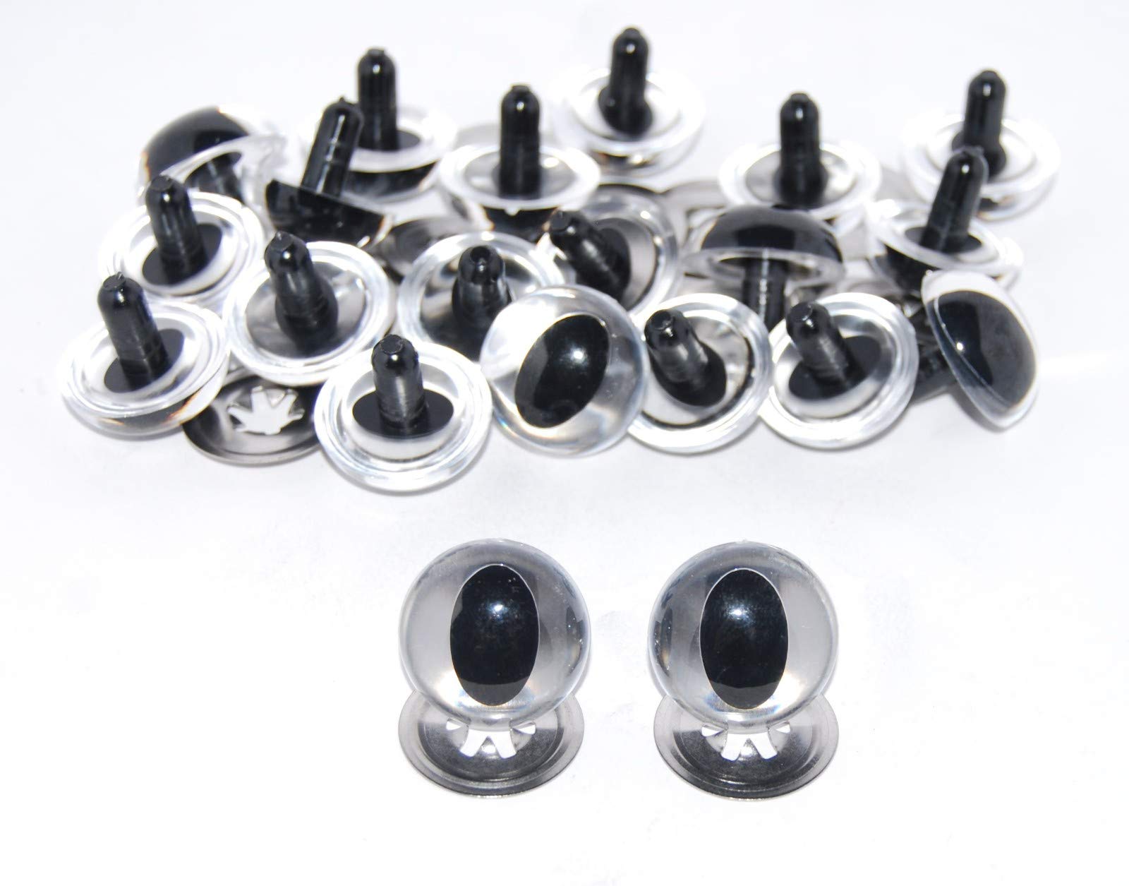 celloexpress Crystal Cats Eyes with Metal Backs - 21mm - Safety Eyes for Soft Toys or Teddy Bears (Pack of 50 Pairs, Clear Cats Eyes)
