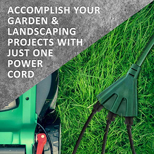 Holiday Lighting Outlet 15-Foot Green Outdoor Extension Cord | Heavy-Duty Extension Cord For Appliances, Lawn Tools, & More | Triple-Tap Outlet Perfect For Landscape Projects #TOP3