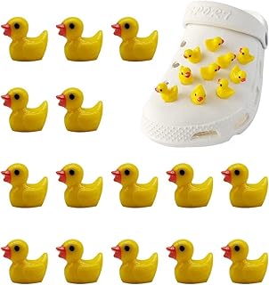 PVCシューズ用アヒルアクセサリー 15個 小さなかわいい3Dダックシューズチャーム クロッグサンダル用 装飾に最適 庭のクロッグピン ビーチサンダル 男の子 女の子 大人 男性 女性 パーティー記念品 - 2色オプション, 樹脂, 樹脂