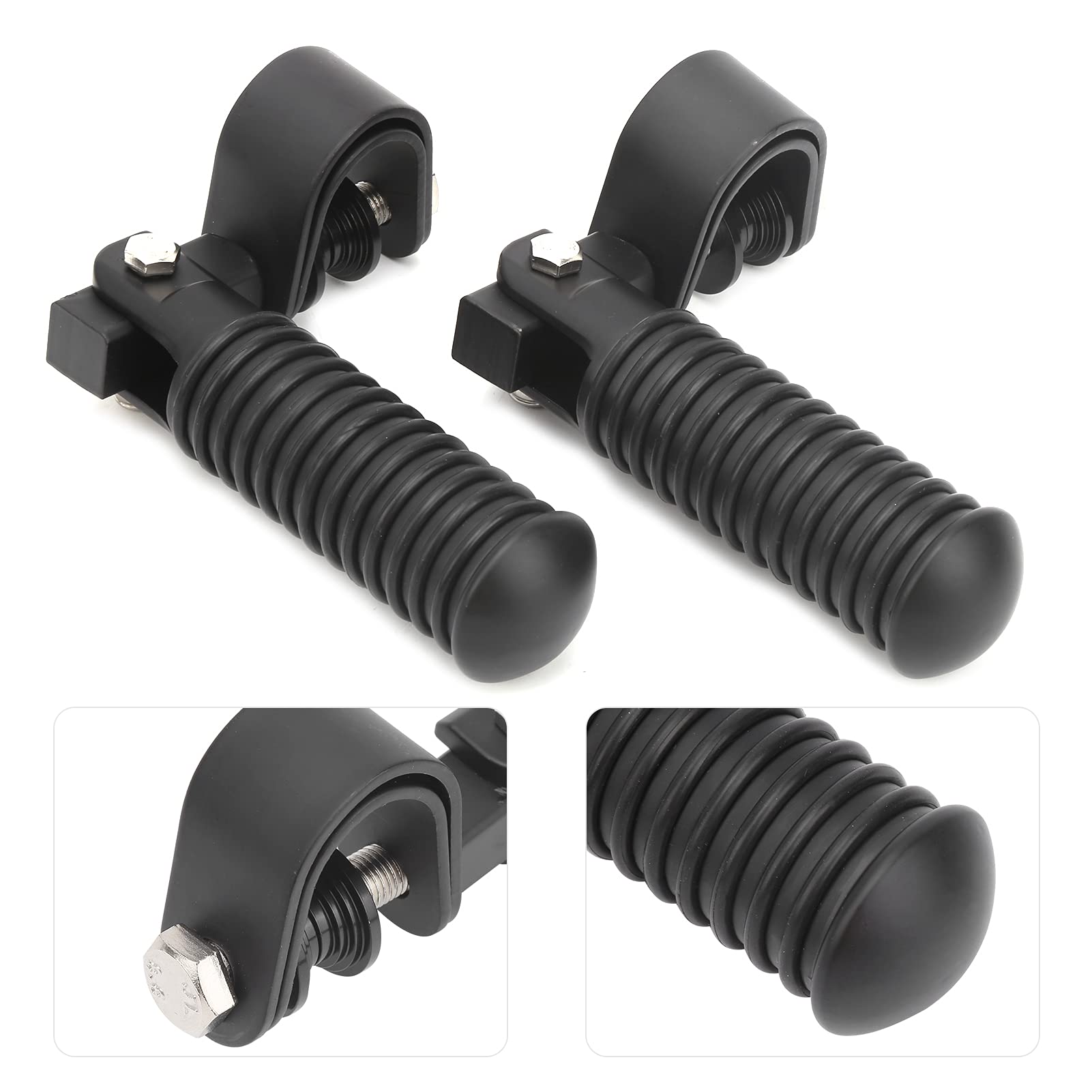 Yosoo Health Gear Pedane Pieghevoli per Moto 25 mm/1 Pollice Coppia Supporti Poggiapiedi a Morsetto Barra Protezione Black