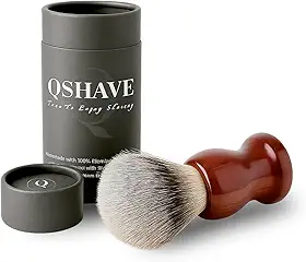 Pincel de Barbear Premium, Pelo Natural de Texugo, Cabo em Madeira Marrom, Design Ergonômico, Barbearia Profissional