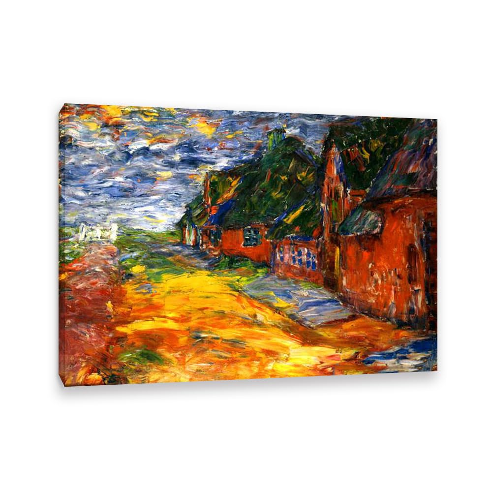 RXNHGJDS Emil Nolde Seascape Canvas Wall Art Frisian Houses Expressionist Abstract Ocean Poster Emil Nolde Artwork Wall Decor for Living Room Bedroom Office Home Decor85x60cm(33x24in) Frame