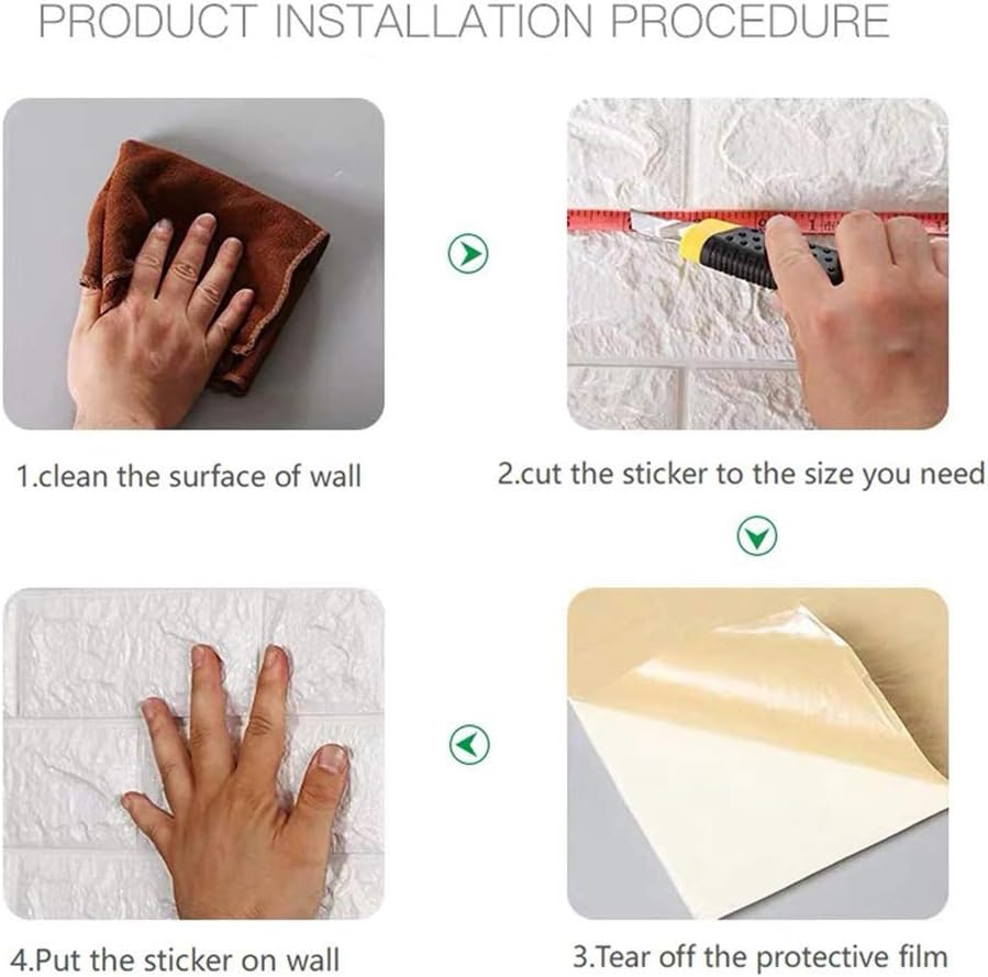 CXING 10PCS 3D Brick Wallpaper, DIY Imitation Brick Self Adhesive Wall Sticker - Image 4