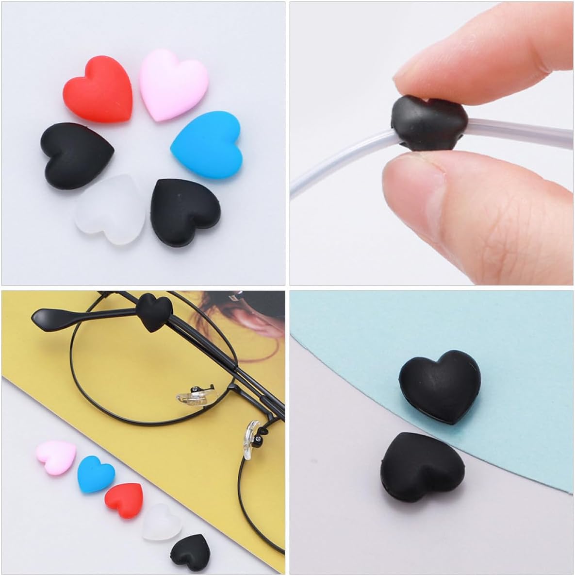 40 Pairs Silicone Heart-shaped Glasses Ear Hooks Non-slip Eyeglass Retainers Soft Comfortable for Adults and Portable Eyewear Accessories