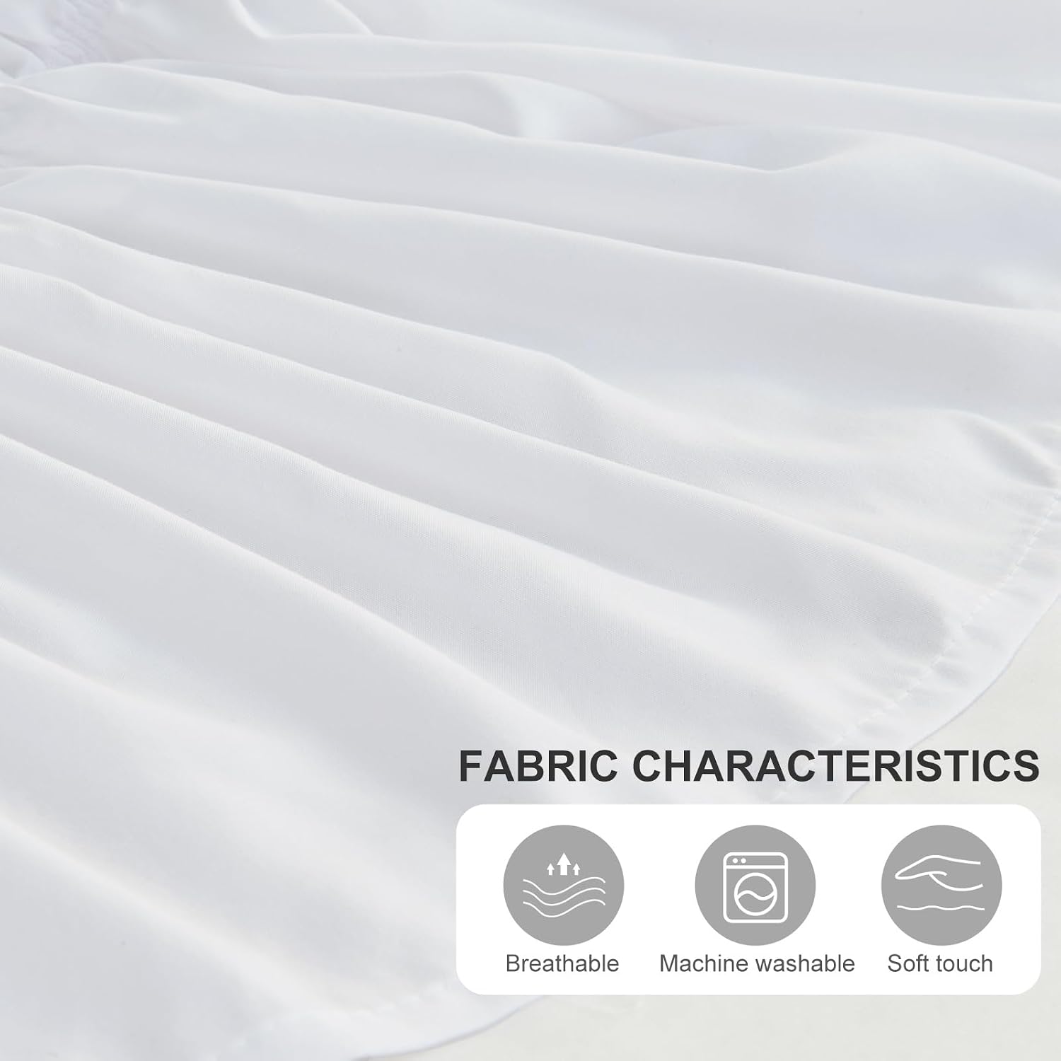U-NICE HOME Wrap Around Dust Ruffle Bed Skirt 14 Inch Drop No Mattress Lift for Women, Men, Kids & Teens - Queen, White