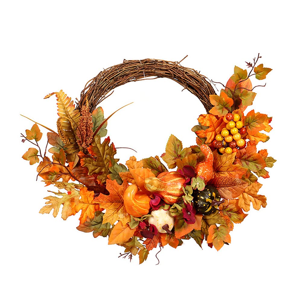 Couronne de Feuille d'érable de Thanksgiving, Couronne d'halloween Artificielle, Couronne de Feuille d'érable d'halloween Automne Simulation Couronne de Porte Suspendue