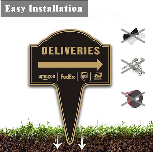 Miniatura 4 de Yuntarda - Paquete de 2 letreros de entrega con flecha derecha, letrero de metal integrado de 14 x 10 pulgadas para uso al aire libre, instrucciones