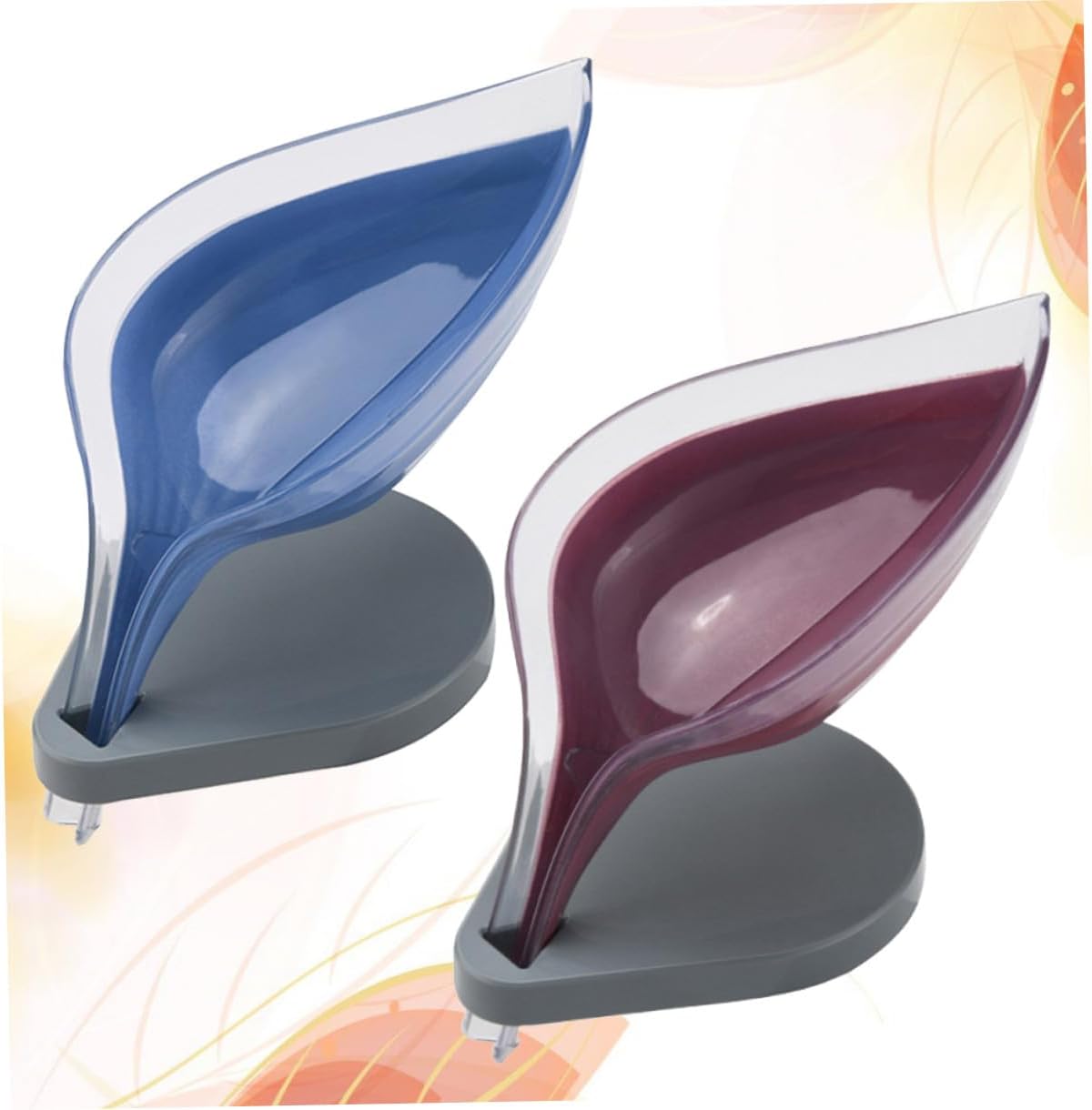 2pcs Leaf Shaped Soap Holder with Suction Cup Self-draining Soap Dish for Bathroom and Kitchen Sink Stable Construction Random Color Sponges and Small Accessories Random Color