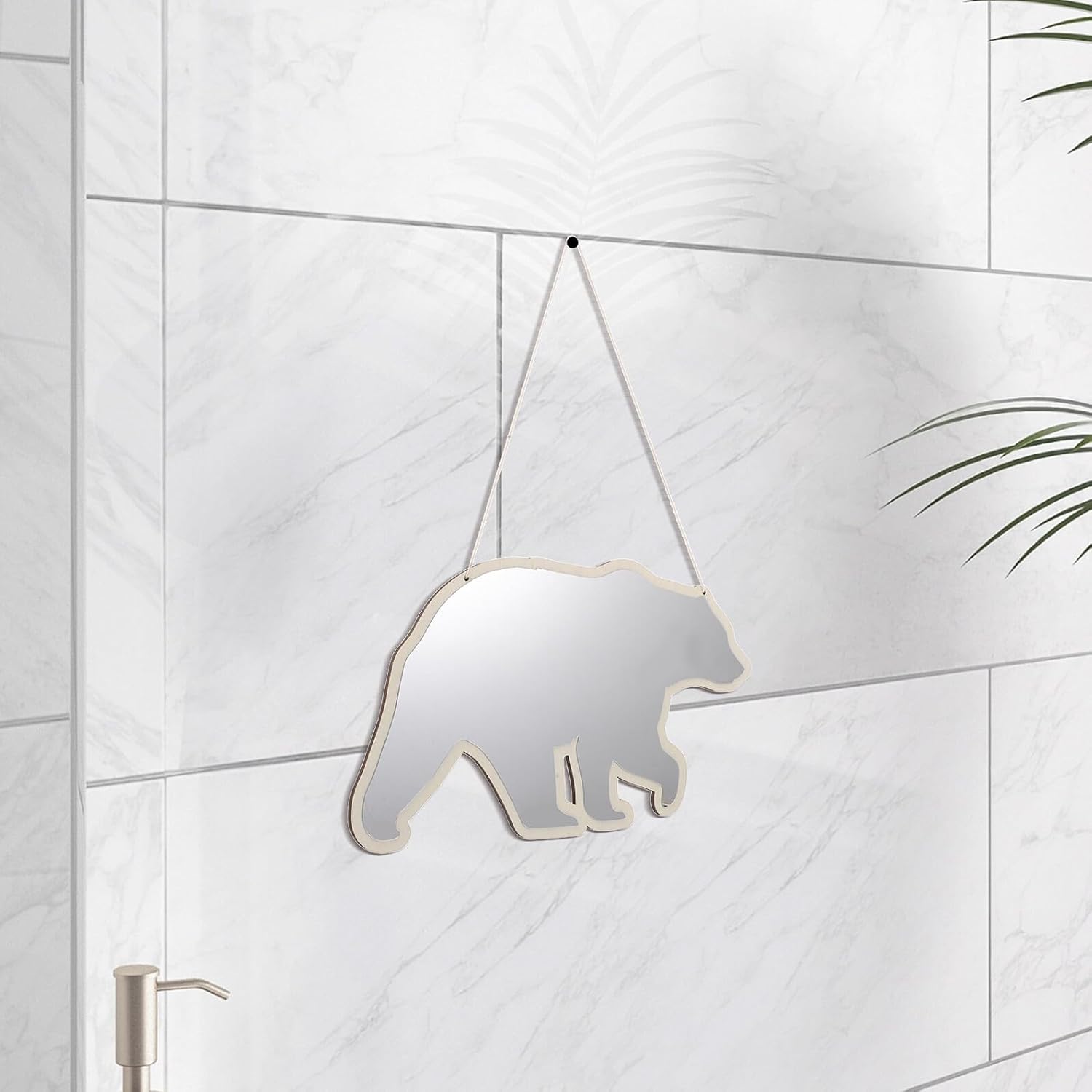 Cute Bear Acrylic Hanging Makeup Mirror for, High Clarity Decorative Wall Mirror for Bedroom and Nursery