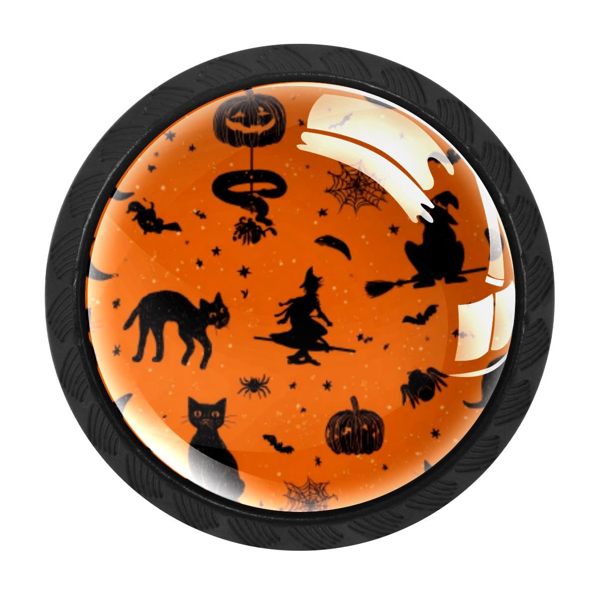 4 PCS Cabinet Knobs, Halloween Cats Witch Drawer Knobs Dresser Handles