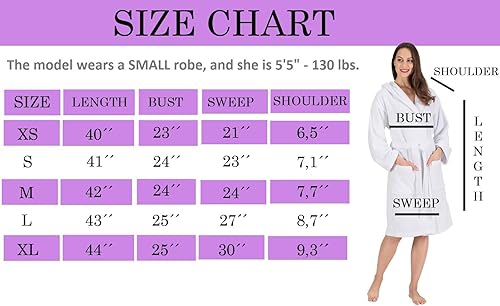 Miniatura 7 de NINE WEST Bata de baño de lujo con capucha para mujer, 100% algodón turco