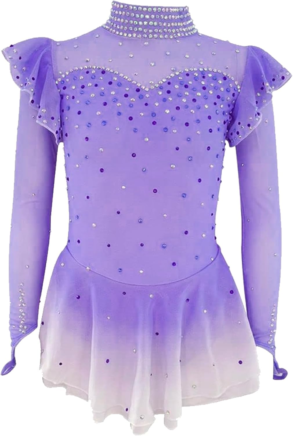 LIUHUO Ice Figure Skating Dress Girls Professional Gradient Competition Stage Performance Blue