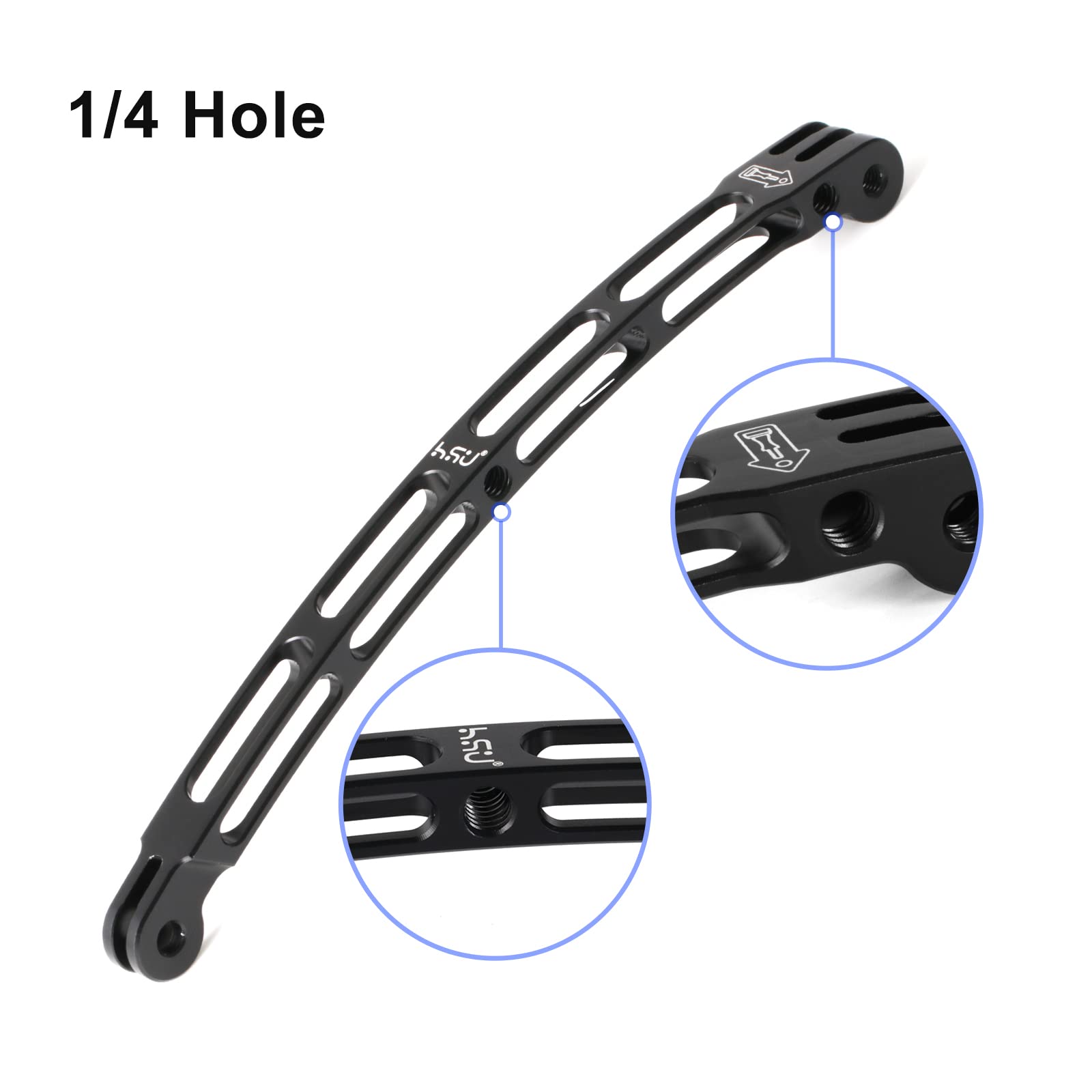 HSU Lot de 7 bras d'extension incurvés en alliage d'aluminium pour casque GoPro Hero 11/10/9/8/7/6/5, noir, session 5/4, DJI Osmo Action et plus (20,1 cm/13,5 cm/7,6 cm)