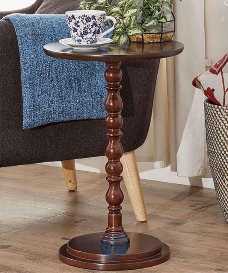 Cozystent Elegant Wooden Round Side Table for Living Room | Classic Bedside Table | Coffee Table | Pedestal Base Accent Table | Nightstand for Bedroom Hallway or Apartments (Walnut)