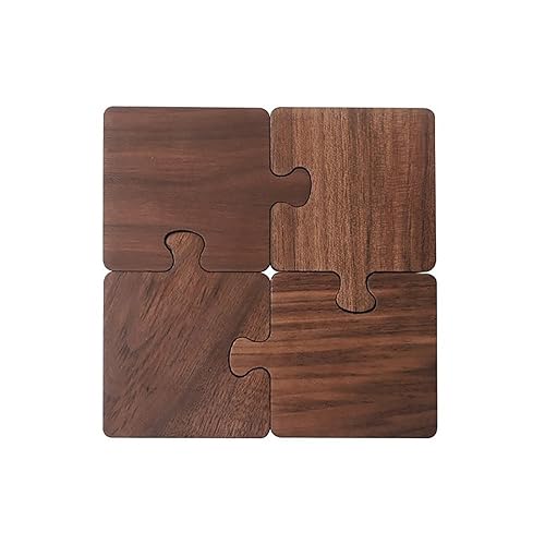 Miniatura 7 de Premium Black Walnut Wooden Puzzle Coasters, Set of 4 Natural Wood Log Tea Coaster with Brio Wax Finish Plate Mat Wooden Coffee Mat Table Placemats