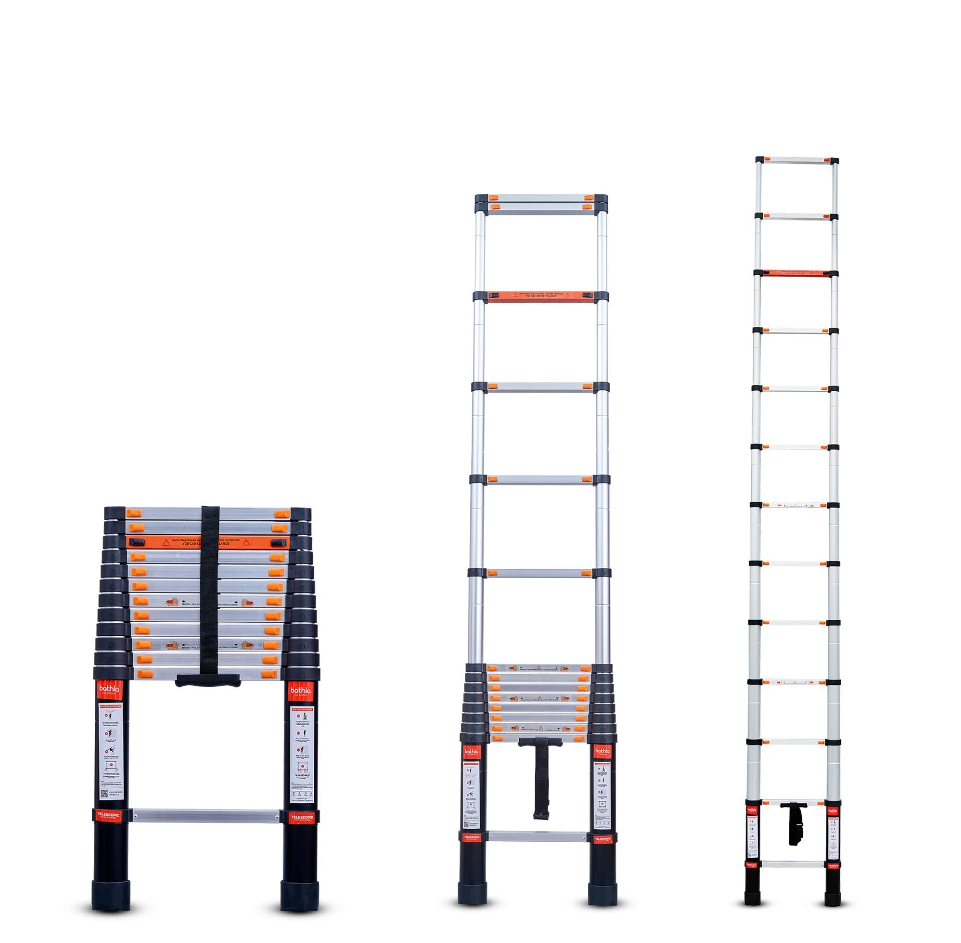 Bathla 23.6 ft Aluminium Telescopic Ladder with Safety Hooks & Triangle Stabilizers | EN131 Certified | 2-Year Manufacturer Warranty | Portable & Compact |150kg Load Capacity | Made in India (7.2 mtr) — Amazon image 9